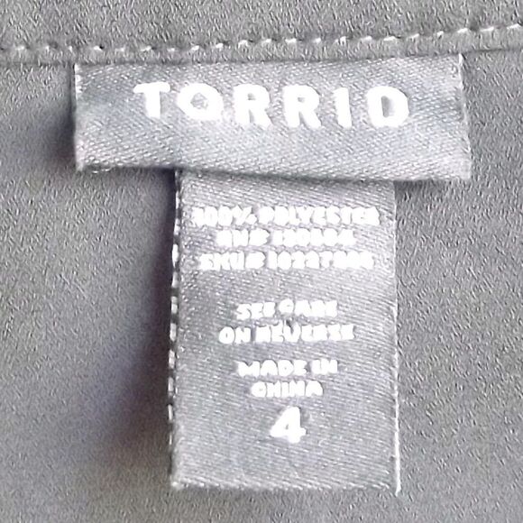 TORRID Top, 4/4X, Black, Beaded shoulders, Long Tab Sleeves, Pocket, Polyester - Picture 12 of 15